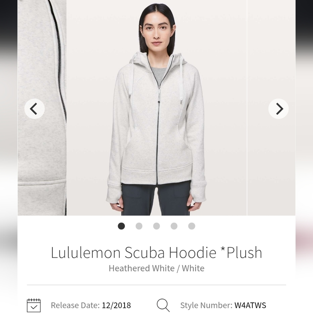 lululemon athletica Heathered White Scuba Hoodie